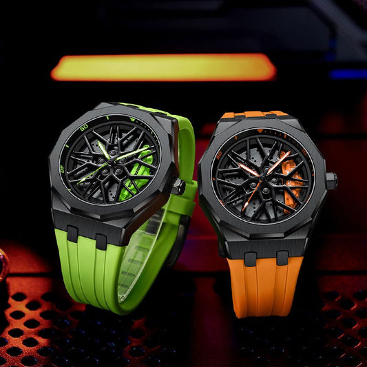 Men's Luxury Sport Watch – Stainless Steel with Rotating Spoke Design"