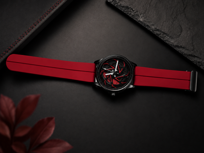 Premium 360° Rotating Wheel Watch for Men – Stylish Car Rim Design