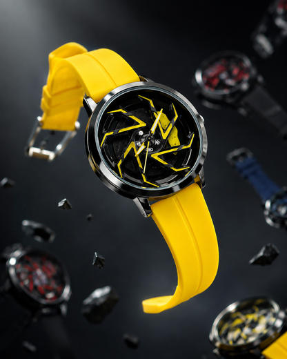 Premium 360° Rotating Wheel Watch for Men – Stylish Car Rim Design