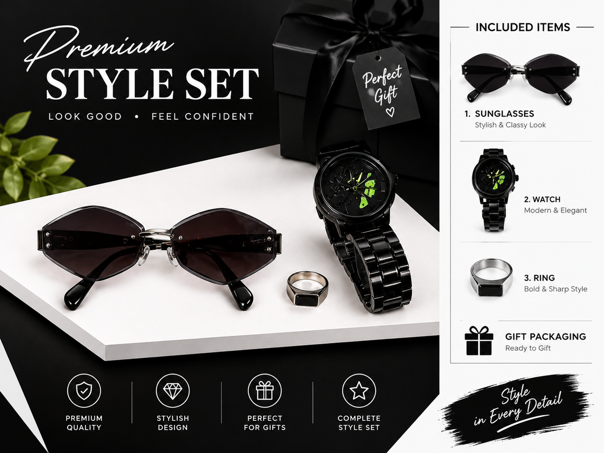 Spinner Wheel Watch – Stylish Watch with Sunglasses & Ring