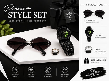 Spinner Wheel Watch – Stylish Watch with Sunglasses & Ring