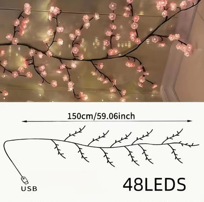Cherry Blossom LED Branch Lights – Warm White Decorative Fairy Tree Lights for Bedroom & Home