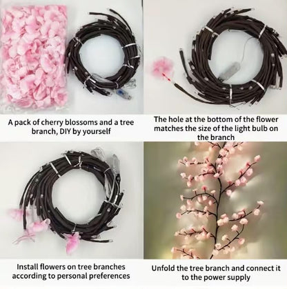 Cherry Blossom LED Branch Lights – Warm White Decorative Fairy Tree Lights for Bedroom & Home